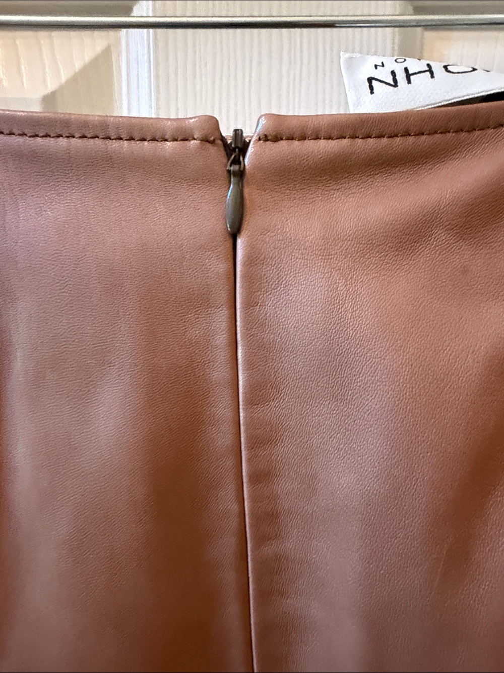 St. John Camel Leather Pencil Skirt - Picture 3 of 8